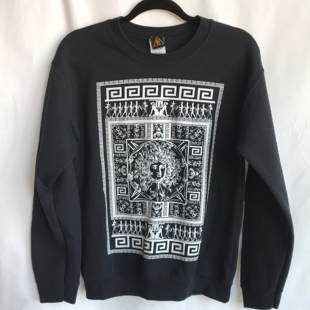 Last Kings black sweatshirt with white Egyptian print, size S